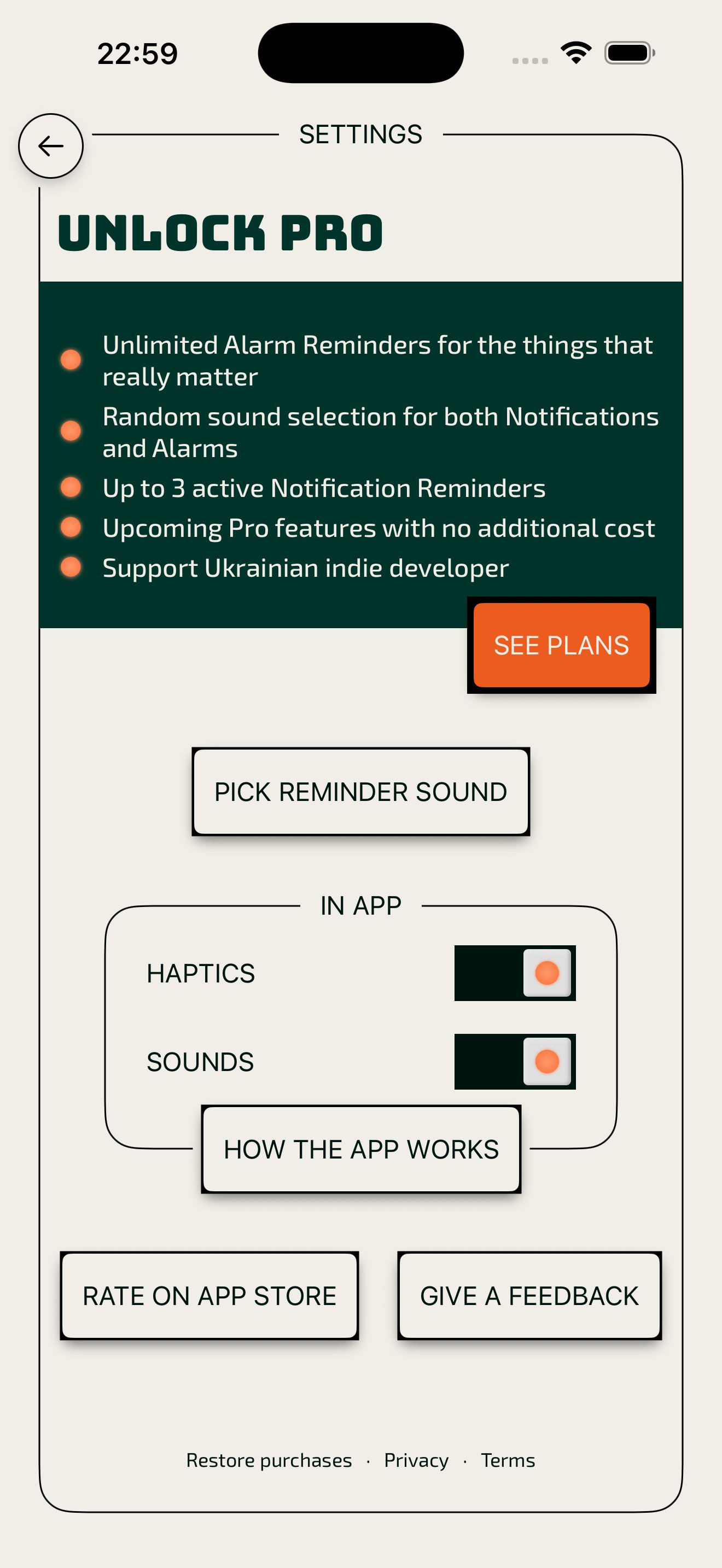 Settings and Pro features